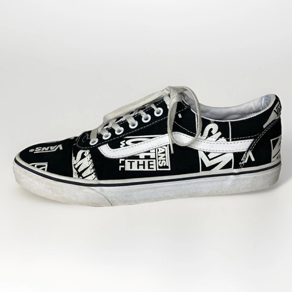 Vans Mens Off The Wall Shoes All Over Logo Print Black & White - Picture 4 of 11